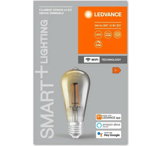 Умная WiFi лампа LEDVANCE SMARTWF E44D 6W/825 230V FILSM E27 4X1 LEDV 4058075609839