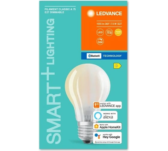 Умная Bluetooth лампа LEDVANCE SMARTBT A75D 7,5W/827 230V GLFR E27 4X1LEDV 4058075609631