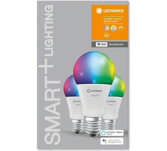 Умная WiFi лампа LEDVANCE Х3 SMART+ WiFi Classic Multicolour 60 9 W/2700…6500K E27 (x3) 4058075485754