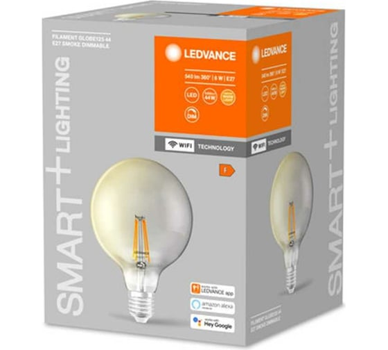Умная WiFi лампа LEDVANCE SMART+ WiFi CL Globe125 Smoke DIM 44 6W/825 E27 4058075609853