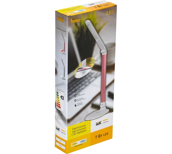 Настольный светильник IEK LED 2010 7Вт, QI, розовый LDNL0-2010-1-QI-7-K14