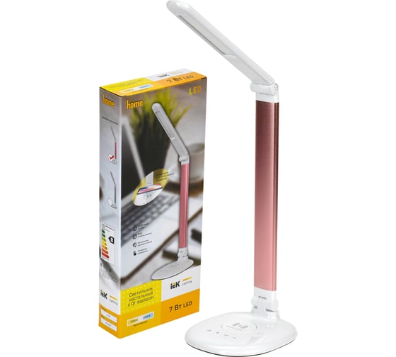 Настольный светильник IEK LED 2010 7Вт, QI, розовый LDNL0-2010-1-QI-7-K14