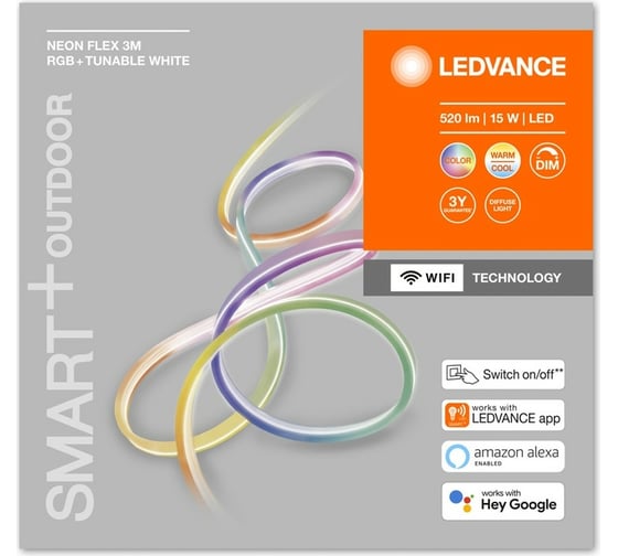 Светодиодная диммируемая лента LEDVANCE SMART WIFI NEON FLEX 3M RGBTW IP44 LEDV 4058075504783