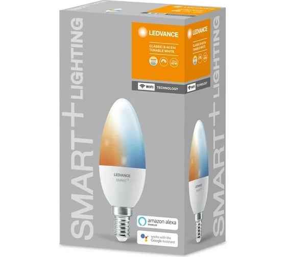 Умная WiFi лампа LEDVANCE SMART+ WiFi Candle Tunable White 40 5 W/2700…6500K E14 4058075485556