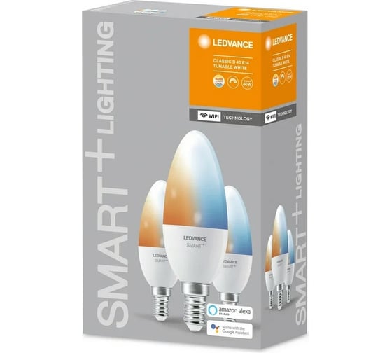 Умная WiFi лампа LEDVANCE Х3 SMART+ WiFi Candle Tunable White 40 5 W/2700…6500K E14 (x3) 4058075485914