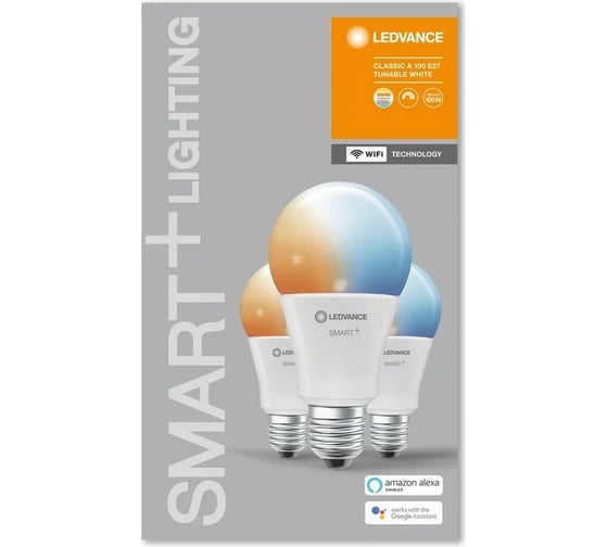 Умная WiFi лампа LEDVANCE Х3 SMART+ WiFi Classic Tunable White 100 14 W/2700…6500K E27 (x3) 4058075485853