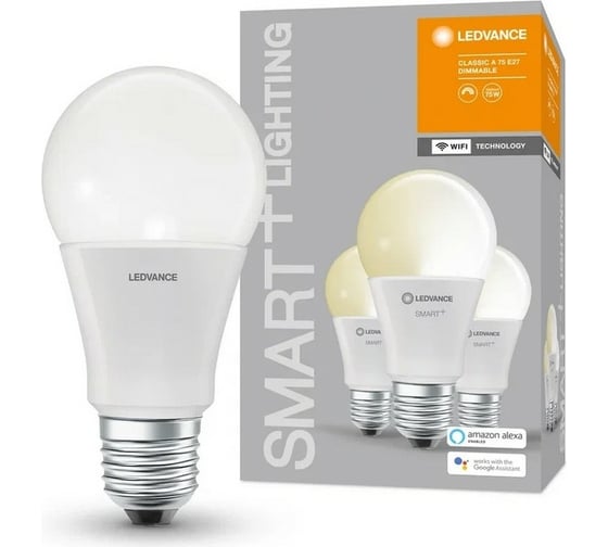 Умная WiFi лампа LEDVANCE Х3 SMART+ WiFi Classic Diable 75 9.5 W/2700K E27 (x3) 4058075485778 1
