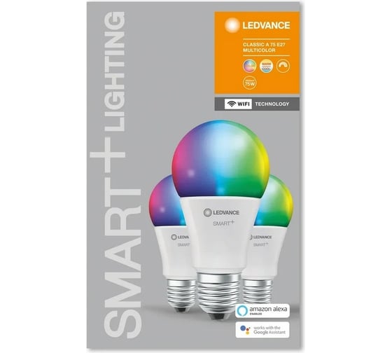 Умная WiFi лампа LEDVANCE Х3 SMART+ WiFi Classic Multicolour 75 9.5 W/2700…6500K E27 (x3) 4058075485815