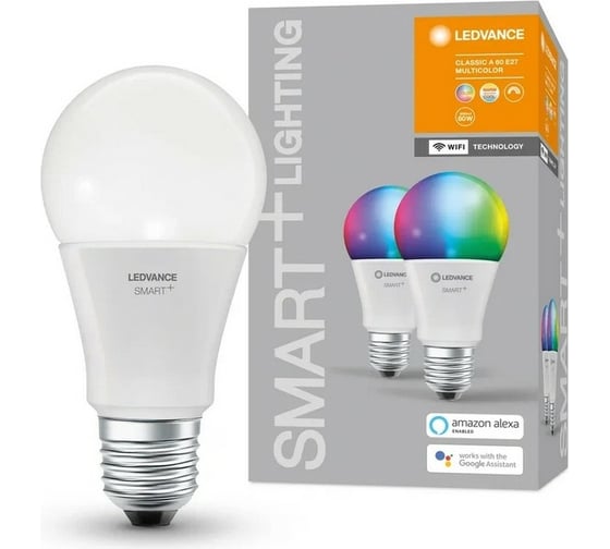Умная WiFi лампа LEDVANCE Х2 SMART+ WiFi Classic Multicolour 60 9 W/2700…6500K E27 (x2) 4058075521438