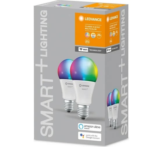 Умная WiFi лампа LEDVANCE Х2 SMART+ WiFi Classic Multicolour 60 9 W/2700…6500K E27 (x2) 4058075521438