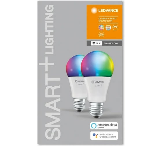 Умная WiFi лампа LEDVANCE Х2 SMART+ WiFi Classic Multicolour 60 9 W/2700…6500K E27 (x2) 4058075521438