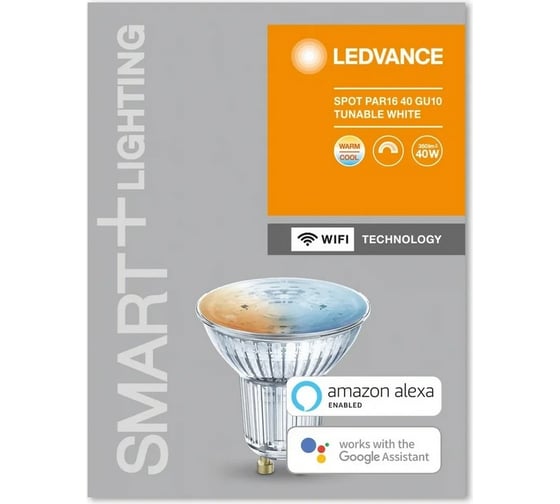 Умная WiFi лампа LEDVANCE SMART+ WiFi SPOT GU10 Tunable White 40 45° 5 W/2700…6500K GU10 4058075485679