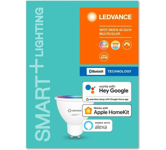 Умная Bluetooth лампа LEDVANCE SMART+ Spot GU10 Multicolour 40 100° 5 W/2700…6500K GU10 4058075485334