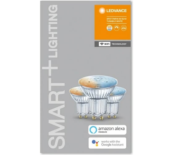 Умная WiFi лампа LEDVANCE Х3 SMART+ WiFi SPOT GU10 Tunable White 40 45° 5 W/2700…6500K GU10 (x3) 4058075486034
