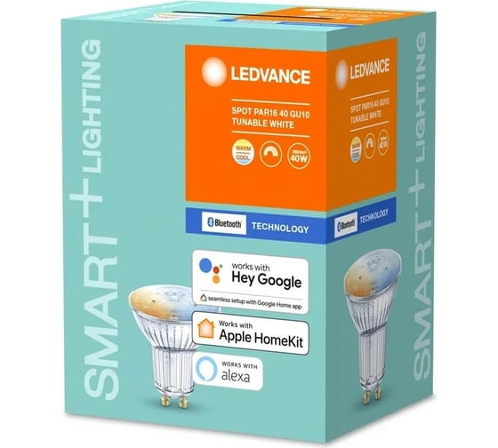Умная Bluetooth лампа LEDVANCE SMART+ Spot GU10 Tunable White 40 45° 5 W/2700…6500K GU10 4058075485310