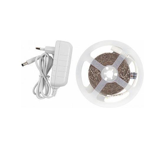 Светодиодная лента General Lighting Systems 5 м с адаптером, 4,8Вт/м, 12В, IP20, 3000К, теплый белый GLS-2835-60-4.8-12-IP20-PRO-3-5-KIT 500022