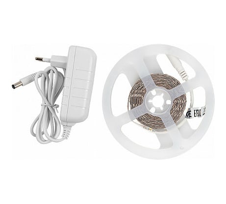 Лента светодиодная General Lighting Systems GLS-2835-60-4.8-12-IP20-PRO-3-3-KIT, 3 метра с адаптером, 4,8Вт/м, 12В, SMD2835, 8мм, 60 диодов/м, 7 Лм/чип, IP20, 3000К - теплый белый 500021