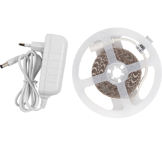 Светодиодная лента General Lighting Systems 3 м с адаптером, 9,6Вт/м, 12В, 8мм, IP20, 3000К, теплый белый GLS-2835-120-9.6-12-IP20-PRO-3-3-KIT 501021