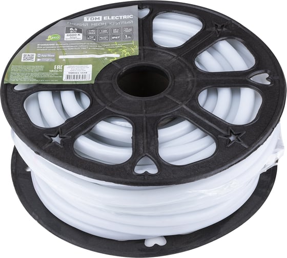 Гибкий круглый неон TDM ELECTRIC SMD2835-120 LED/м-220 В-6,5 Вт/м-IP67-6000 K, 25 м SQ0331-1518