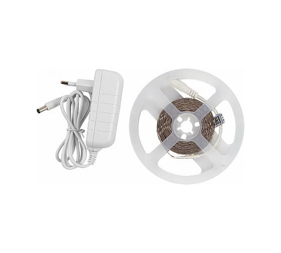 Светодиодная лента General Lighting Systems 3 м с адаптером, 4,8Вт/м, 12В, 8мм, IP20, 6500К, холодный белый GLS-2835-60-4.8-12-IP20-PRO-6-3-KIT 500421