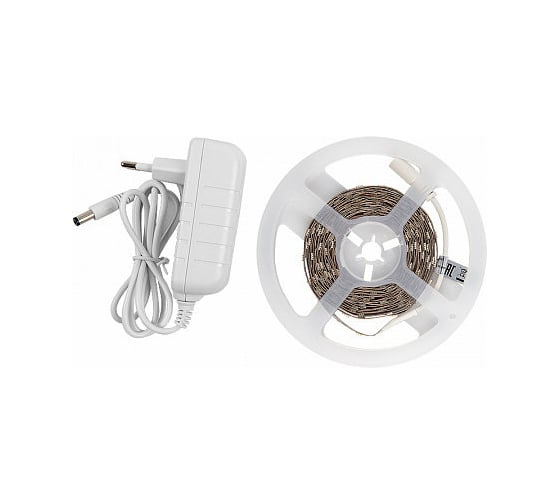 Светодиодная лента General Lighting Systems 5 м с адаптером, 7,2Вт/м, 12В, IP20, 3000К, теплый белый GLS-5050-30-7.2-12-IP20-PRO-3-5-KIT 501622 1