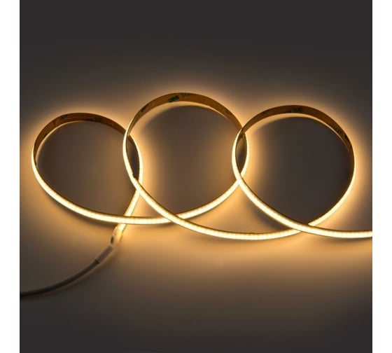 Светодиодная лента General Lighting Systems 5 м, 8Вт/м, 24В, COB320, 8мм, 900 Лм/м, IP20, 3000К, теплый белый GLS-COB-320-8-24-IP20-3 502901