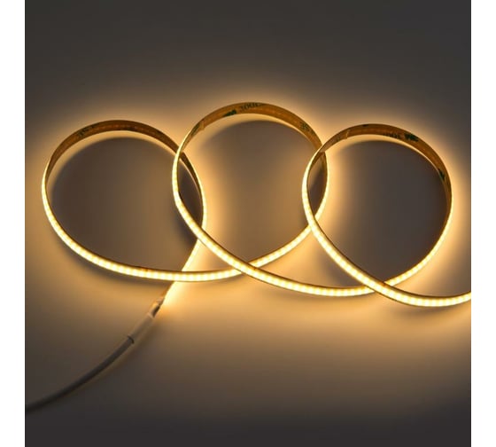 Светодиодная лента General Lighting Systems 5 м, 10Вт/м, 24В, COB720, 8мм, 1920 диодов, IP20, 3000К, теплый белый GLS-COB-384-10-24-IP20-3 502902