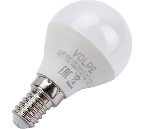 Светодиодная лампа Volpe LED-G45-7W/3000K/E14/FR/SLS UL-00008817