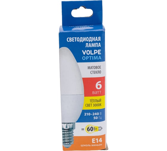 Светодиодная лампа Volpe LED-C37-6W/3000K/E14/FR/SLS UL-00008794