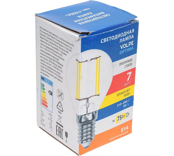 Светодиодная лампа Volpe LED-G45-7W/3000K/E14/CL/SLF UL-00008318