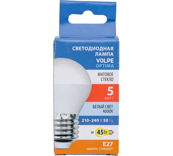 Светодиодная лампа Volpe LED-G45-5W/4000K/E27/FR/SLS UL-00008804