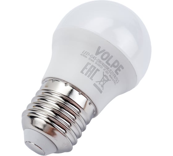 Светодиодная лампа Volpe LED-G45-5W/4000K/E27/FR/SLS UL-00008804