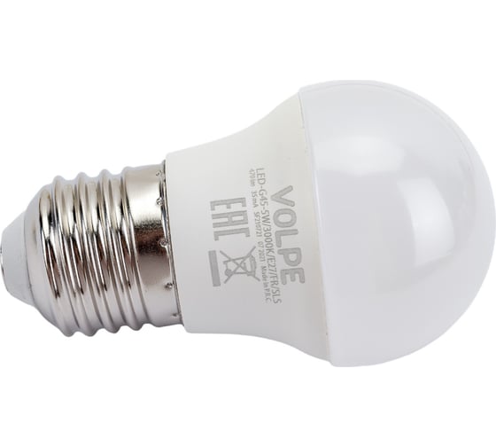 Светодиодная лампа Volpe LED-G45-5W/3000K/E27/FR/SLS UL-00008803