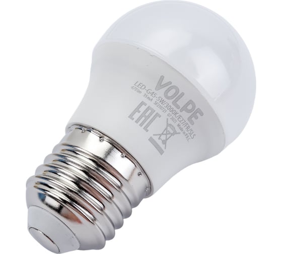 Светодиодная лампа Volpe LED-G45-5W/3000K/E27/FR/SLS UL-00008803