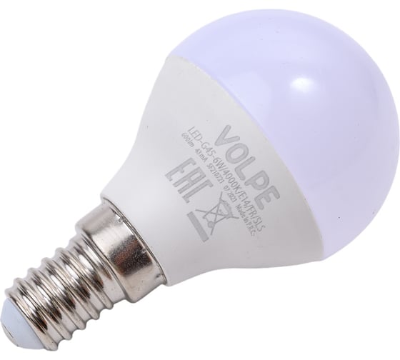 Светодиодная лампа Volpe LED-G45-6W/4000K/E14/FR/SLS UL-00008815