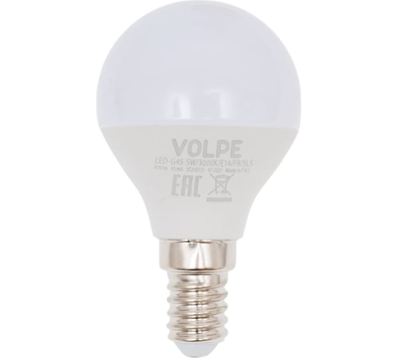 Светодиодная лампа Volpe LED-G45-5W/3000K/E14/FR/SLS UL-00008812 1