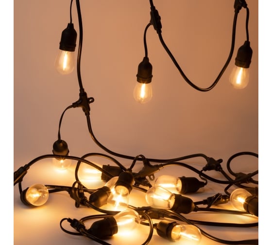 Гирлянда ЭРА нить Филамент ERABL-FIL1 4.5 м, 10 LED, теплый белый, E27, каучук, IP44 Б0056017