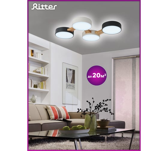 Светодиодная диммируемая люстра RITTER Scandia хайтек 56Вт антрацит 52071 9