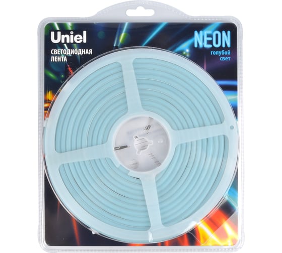 Гибкая светодиодная лента Uniel NEON ULS-N01-2835-120LED/m-6mm-IP67-DC12V-9W/m-5M-LIGHTBLUE UL-00009091