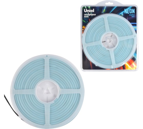 Гибкая светодиодная лента Uniel NEON ULS-N01-2835-120LED/m-6mm-IP67-DC12V-9W/m-5M-LIGHTBLUE UL-00009091