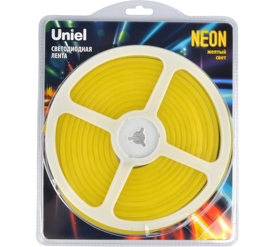 Гибкая светодиодная лента Uniel NEON ULS-N01-2835-120LED/m-6mm-IP67-DC12V-9W/m-5M-YELLOW L-00009088