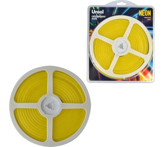Гибкая светодиодная лента Uniel NEON ULS-N01-2835-120LED/m-6mm-IP67-DC12V-9W/m-5M-YELLOW L-00009088