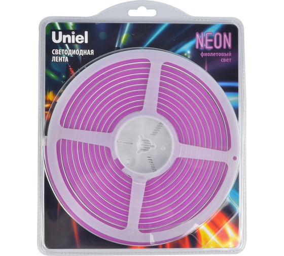 Гибкая светодиодная лента Uniel NEON ULS-N01-2835-120LED/m-6mm-IP67-DC12V-9W/m-5M-PURPLE UL-00009089