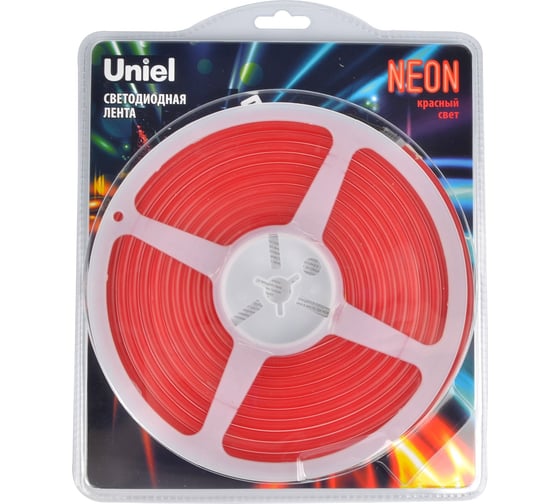Гибкая светодиодная лента Uniel NEON ULS-N01-2835-120LED/m-6mm-IP67-DC12V-9W/m-5M-RED UL-00009087