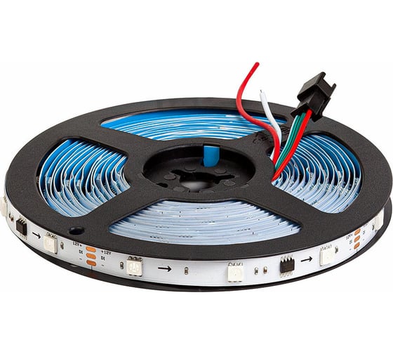Cветодиодная лента MAKSILED 12В, 30д/м, 7.2Вт/м, SPI-RGB, IP20, 5м, мульти ML-R30-5050RGB-WS2811-S 1