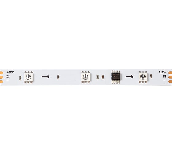 Cветодиодная лента MAKSILED 12В, 30д/м, 7.2Вт/м, SPI-RGB, IP20, 5м, мульти ML-R30-5050RGB-WS2811-S
