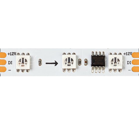 Cветодиодная лента MAKSILED 12В, 60д/м, 12.4Вт/м, SPI-RGB, IP20, 5м, мульти ML-R60-5050RGB-WS2811-S