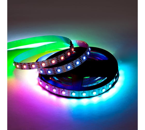 Cветодиодная лента MAKSILED 12В, 60д/м, 9.6Вт/м, SPI-RGB, IP20, 5м, мульти ML-R60-5050RGB-INK1003-S