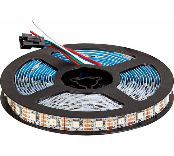 Cветодиодная лента MAKSILED 12В, 60д/м, 9.6Вт/м, SPI-RGB, IP20, 5м, мульти ML-R60-5050RGB-INK1003-S