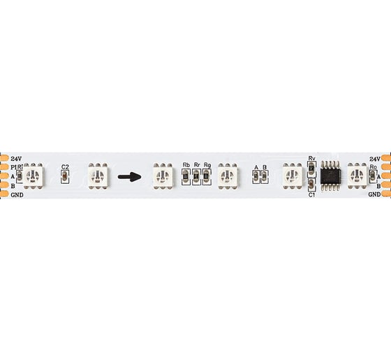 Cветодиодная лента MAKSILED 24В, 60д/м, 15.2Вт/м, SPI-DMX, IP20, 5м, мульти ML-R60-5050RGB-DMX512-S